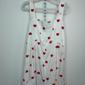 MonnaLisa White Jumpsuit with Red Hearts